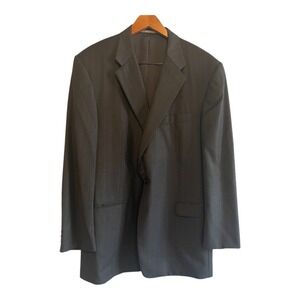 Hickey Freeman Suit Men's Size 50L Loro Piana Wool 2-Button Gray Pinstripes 2-pc